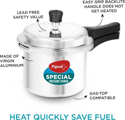 Pigeon by Stovekraft 12708 Aluminium Pressure Cooker Combo, 2 litre and 3 litre, Silver