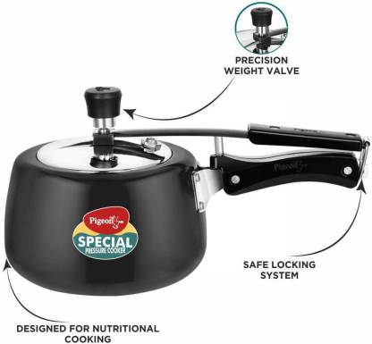 Pigeon by Stovekraft Hard Anodised Pressure Cooker 3 Litre (14547) Induction Base | Black