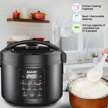 AGARO Regal Electric Rice Cooker, 3L, Black