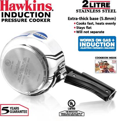 Hawkins HSS20 Stainless Steel Induction Compatible Pressure Cooker, 2ltrs