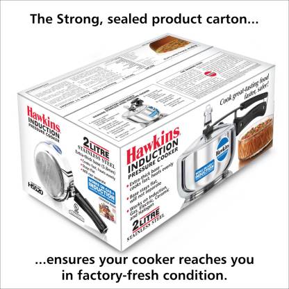 Hawkins HSS20 Stainless Steel Induction Compatible Pressure Cooker, 2ltrs