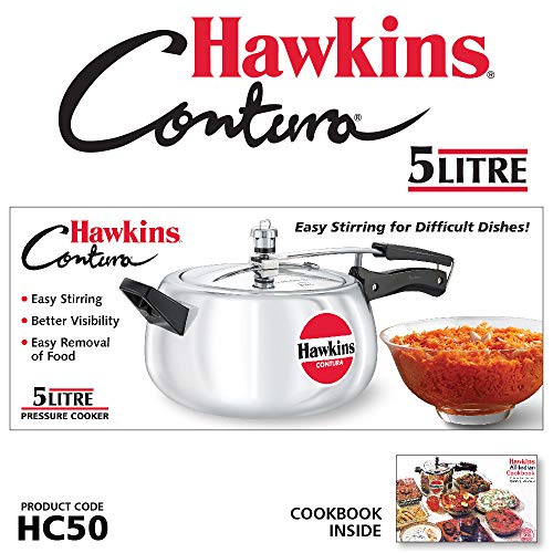 Hawkins HC50 Contura Aluminium Inner Lid Pressure Cooker, 5ltrs