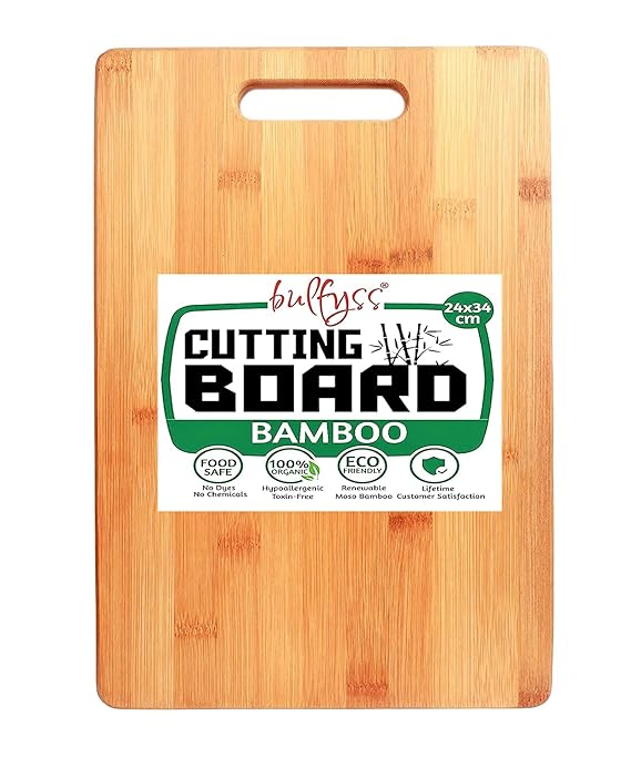 Bulfyss Large Natural Bamboo Wood Chopping Cutting Board