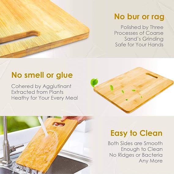Bulfyss Large Natural Bamboo Wood Chopping Cutting Board