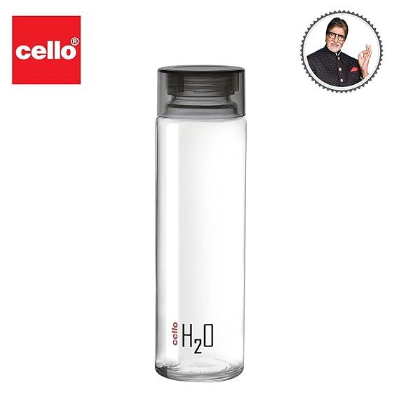 Cello H2O Glass Fridge Water Bottle with Plastic Cap