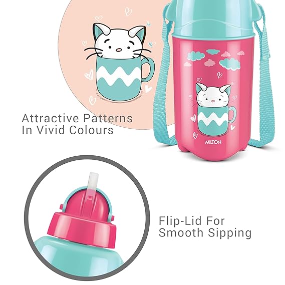 Milton Kool Trendy 400 Plastic Insulated Water Bottle with Straw for Kids
