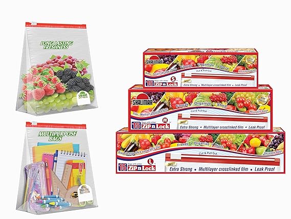Shalimar Zip N Lock Reusable Slider Bag (Pack of 45)