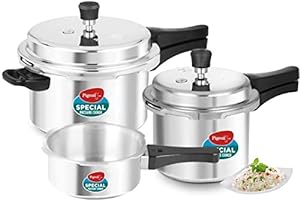 Pigeon by Stovekraft 2 L | 3L & 5L Aluminium Outer Lid Pressure Cooker Combo