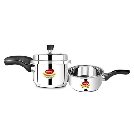 Pigeon by Stovekraft 2 L & 3 L Stainless Steel Pressure Cooker Combo with Induction Base