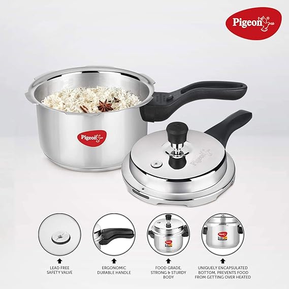 Pigeon by Stovekraft 2 L & 3 L Stainless Steel Pressure Cooker Combo with Induction Base