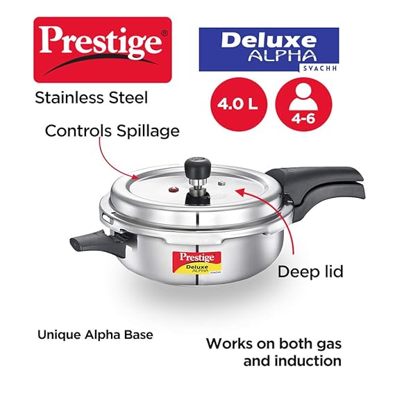 Prestige 4L Deluxe Alpha Svachh stainless steel Pressure Cooker