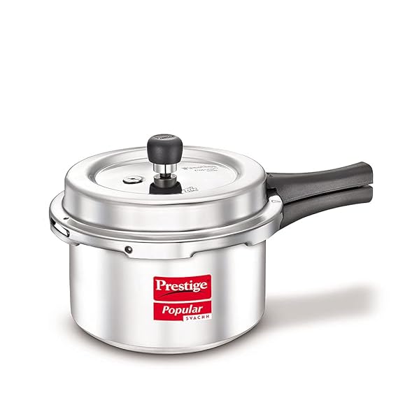 Prestige Popular 3 L Svachh Virgin Aluminium Spillage Control Outer Lid Pressure Cooker