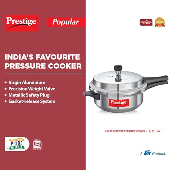 Prestige Popular 6 L Virgin Aluminium Pressure Cooker