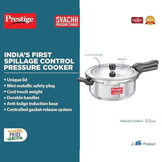 Prestige Svachh 5 L Aluminium Outer Lid Pressure Cooker