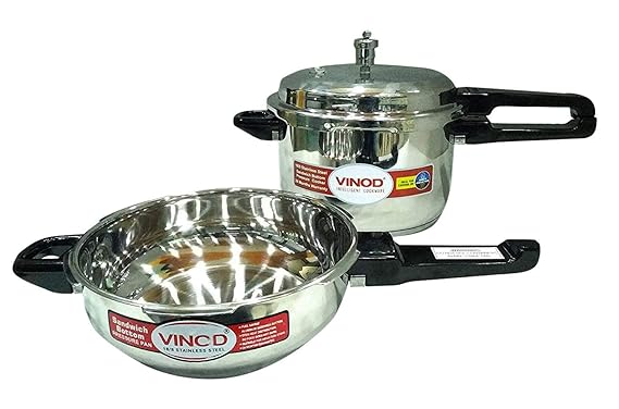 Vinod Sandwich 2 L & 3 L  Stainless Steel Pressure Cooker Combo