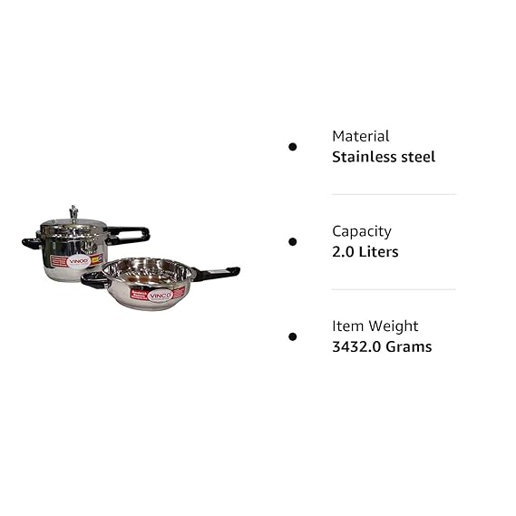 Vinod Sandwich 2 L & 3 L  Stainless Steel Pressure Cooker Combo
