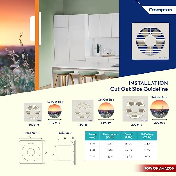 Crompton Axial Air High-Speed Plastic Exhaust/Ventilation Fan