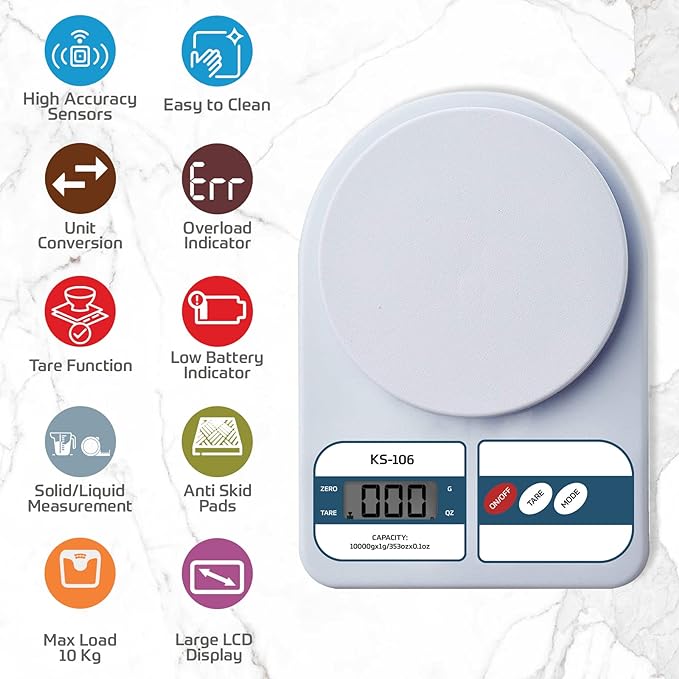 beatXP Kitchen Scale Multipurpose Portable Electronic Digital Weighing Scale