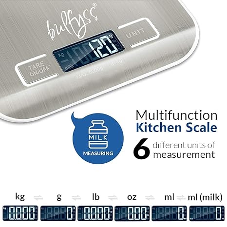 Bulfyss Stainless Steel Digital Kitchen Weighing Scale & Food Weight Machine