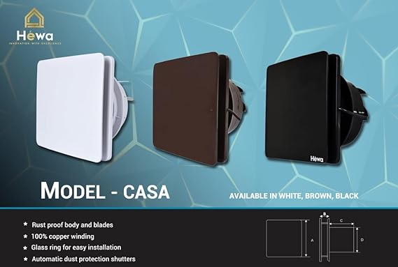 HEWA Casa (150 mm) High Speed Copper Exhaust fan with Dust Protection Shutters