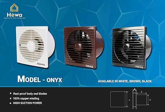 HEWA Onyx (150 mm) Exhaust Fan High Speed 2000 RPM Copper motor