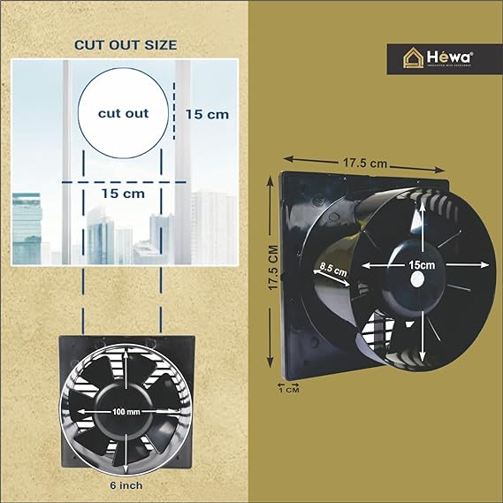 HEWA Onyx (150 mm) Exhaust Fan High Speed 2000 RPM Copper motor