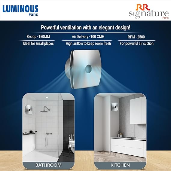 Luminous RR Signature (150 mm) High Speed Exhaust Fan with Bird Guard