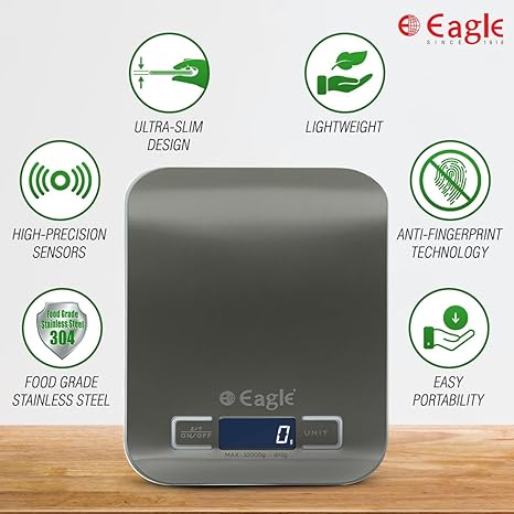 Eagle Stainless Steel Digital Kitchen Weighing Scale with 10 kg Capacity