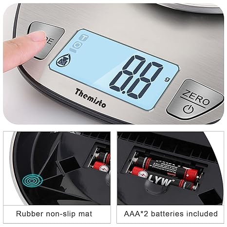 Themisto TH-WS20 Digital Kitchen Weighing Scale Stainless Steel