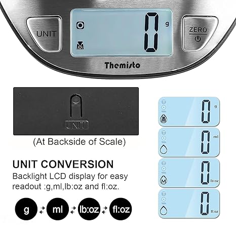Themisto TH-WS20 Digital Kitchen Weighing Scale Stainless Steel