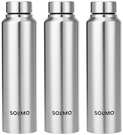 Amazon Brand - Solimo Slim Stainless Steel Water Bottle | Set of 3