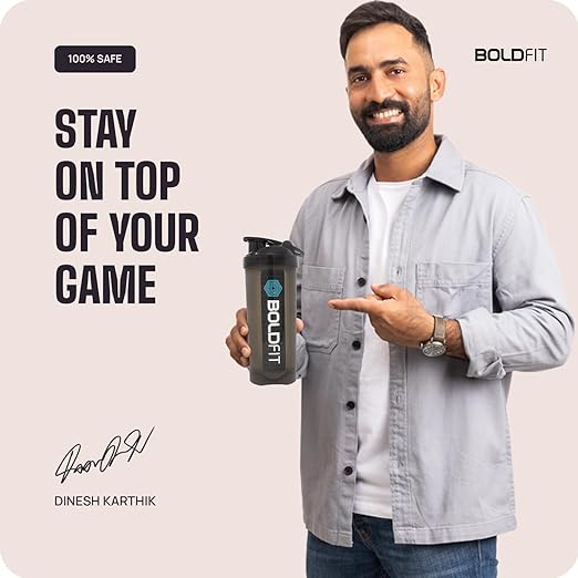 Boldfit Plastic Gym Typhoon Shaker Bottle | Typhoon Black