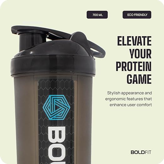 Boldfit Plastic Gym Typhoon Shaker Bottle | Typhoon Black