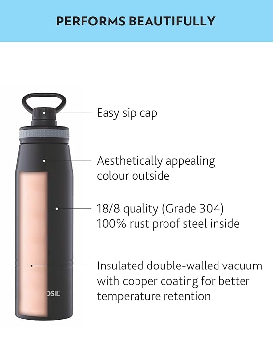 Borosil - Stainless Steel Hydra Gosports | Vacuum Insulated Flask Water Bottle