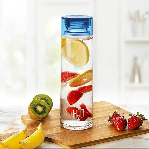 Cello H2O Toughened Glass Fridge Water Bottle with Plastic Cap | Set of 3
