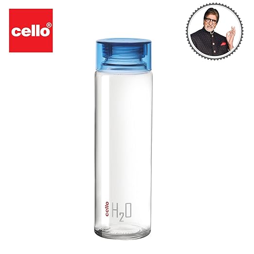 Cello H2O Toughened Glass Fridge Water Bottle with Plastic Cap | Set of 3