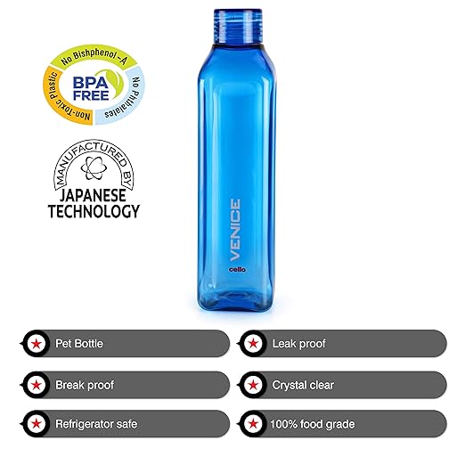 Cello Venice Plastic Water Bottle Set | Set of 3