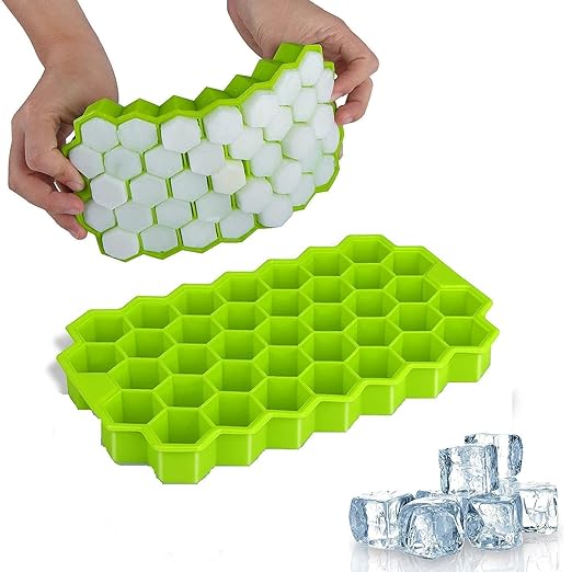 E-COSMOS Ice Cube Tray Silicone for Freezer Honeycomb 37 Cavity Ice Cube