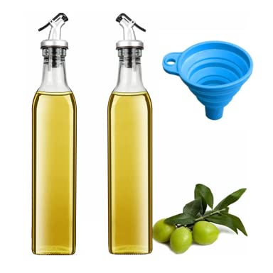 Kettlekane Glass Oil Dispenser Bottle with Silicon Funnel