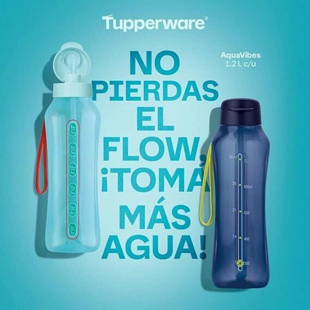 Tupperware Aquavibe 1.2L| Nocturnal Sea With Free Straw And Strap