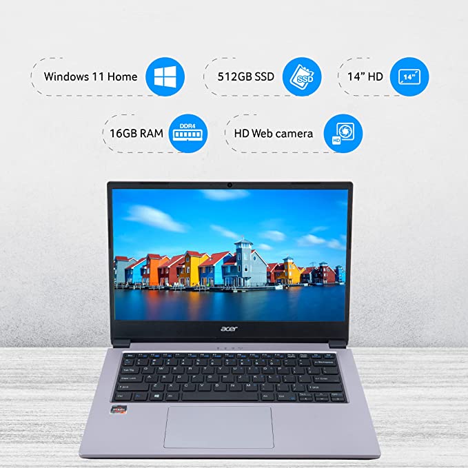 Acer One 14 Business Laptop AMD Ryzen 5 3500U Processor (16GB RAM/512GB SSD/AMD Radeon Graphics/Windows 11 Home/MS Office) Z2-493