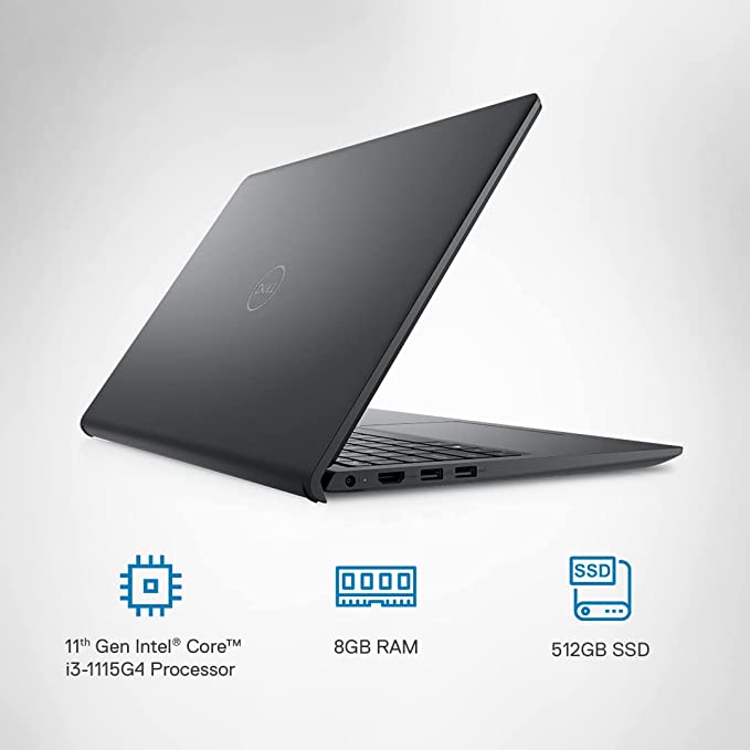 Dell Inspiron 3511 Laptop, Intel Core i3-1115G4, (8GB, 512GB SSD, Win 11 + MSO) -  156 Inches, Carbon Black (D560842WIN9B)