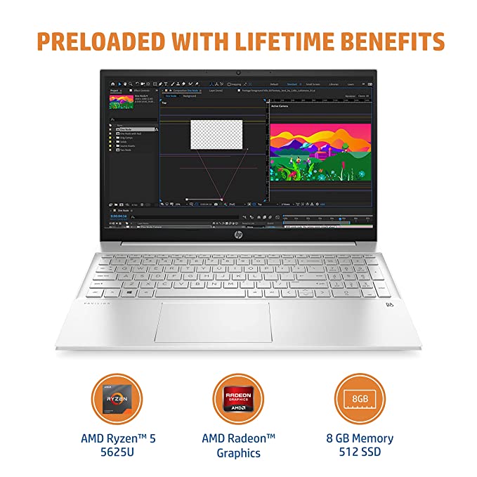 HP Pavilion 15 AMD Ryzen 5-5625U (8GB RAM/512GB SSD) -  156 Inches Laptop