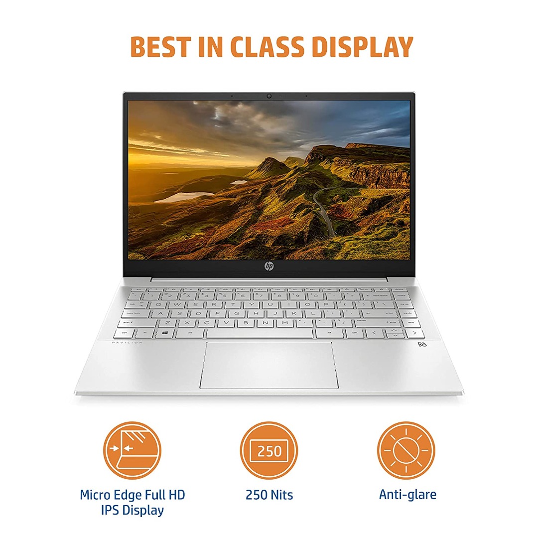 HP Pavilion 14 11th Gen Intel Core i5 14-inch Thin and Light FHD Laptop (8GB 512GB SSD Windows 10 MS Office Natural Silver 141 kg), 14-dv054)