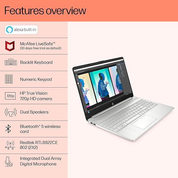 HP 15s AMD Ryzen 3 5300U Laptop (8GB RAM/512 GB SSD/Windows 11/MS Office)