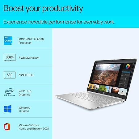 HP Laptop 15s 12th Gen Intel Core i3-1215U (8GB DDR4/1TB SSD/Intel UHD Graphics/Windows 11/MS Office 2021)