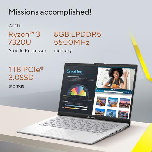 ASUS Vivobook Go 14 AMD Ryzen 3 7320U  Thin & Light Laptop (8GB/1TB SSD/Windows 11/1.38 kg)