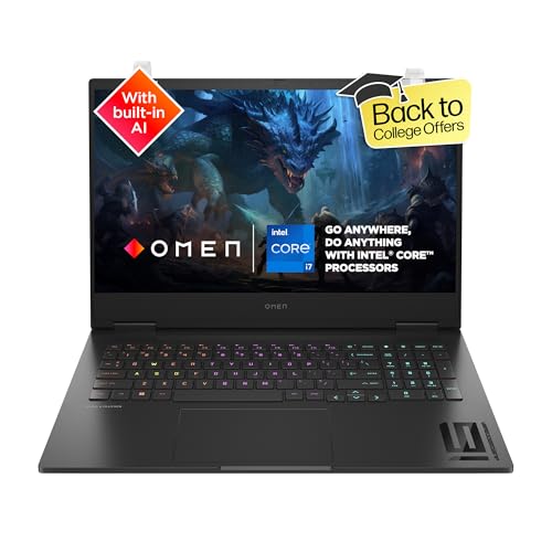 HP OMEN Gaming Laptop 13th Gen Intel Core i7-13700HX (8GB RTX 4060 GPU, 16.1-inch (40.9 cm), FHD, IPS, 165Hz, 300 nits, 16GB DDR5, 1TB SSD, RGB Backlit KB, B&O)