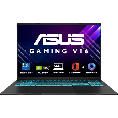 Asus Gaming V16 Intel Core 7 240H (I7-14Th Gen) | Rtx 5060- | Fhd+ 16inch - 144Hz | Backlit Keyboard - Windows 11 M365 Basic (1Y) Office 2024 | V3607Vm-Rp057Ws | Gaming Laptop