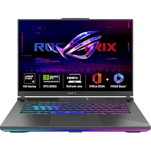 Asus Rog Strix G16 (2025) | Amd Ryzen 9 8940Hx | Rtx 5050- Fhd+ | 16inch | 40 Cm | Windows 11 Home | M365 Basic  Office24 | Eclipse Gray | 2.5 Kg | G614Ph-Rv073Ws | Gaming Laptop